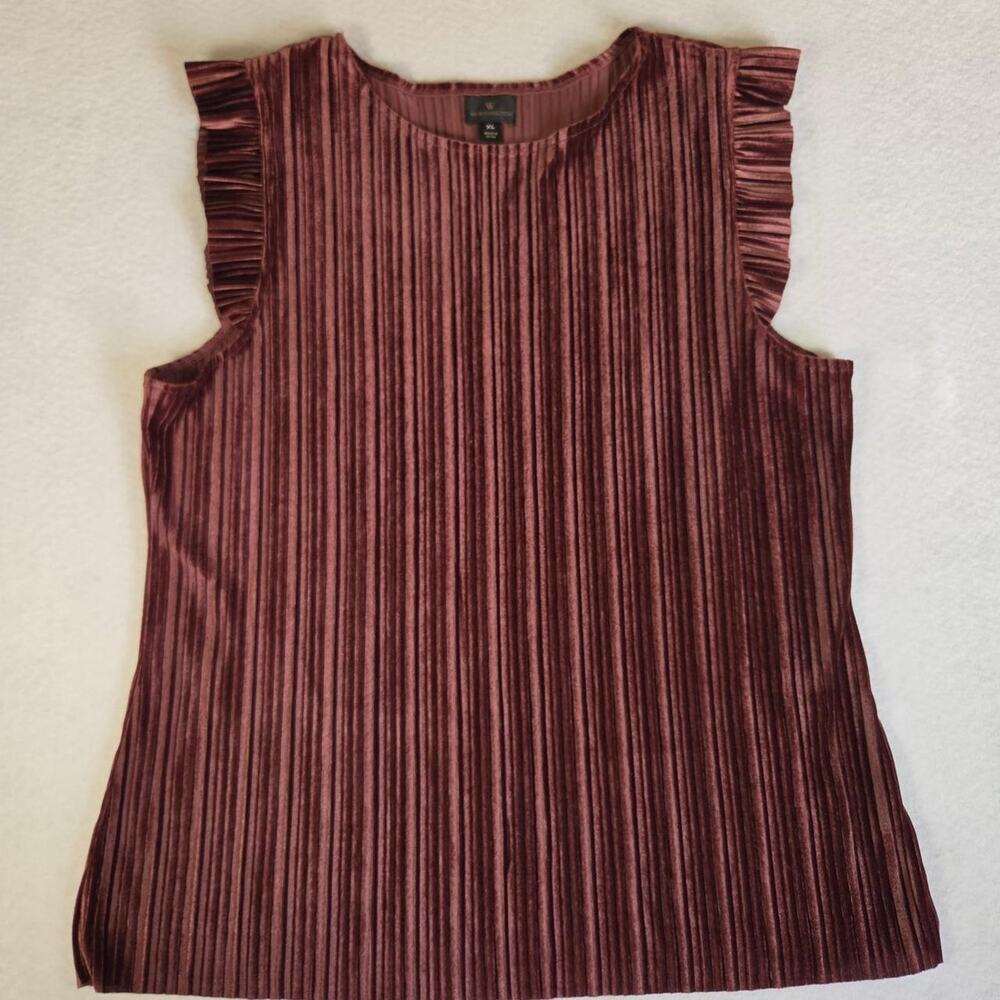Worthington Brown sleeveless top with ruffle